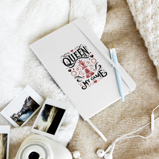 Queen Of My Game Hardcover bound notebook - White
