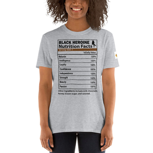 Black Heroine Nutrition Facts T-Shirt