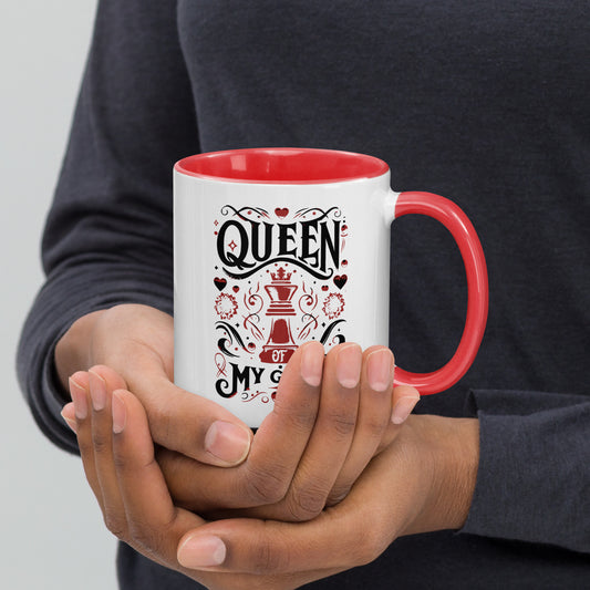 Queen of My Game Mug with Color Inside Red/White