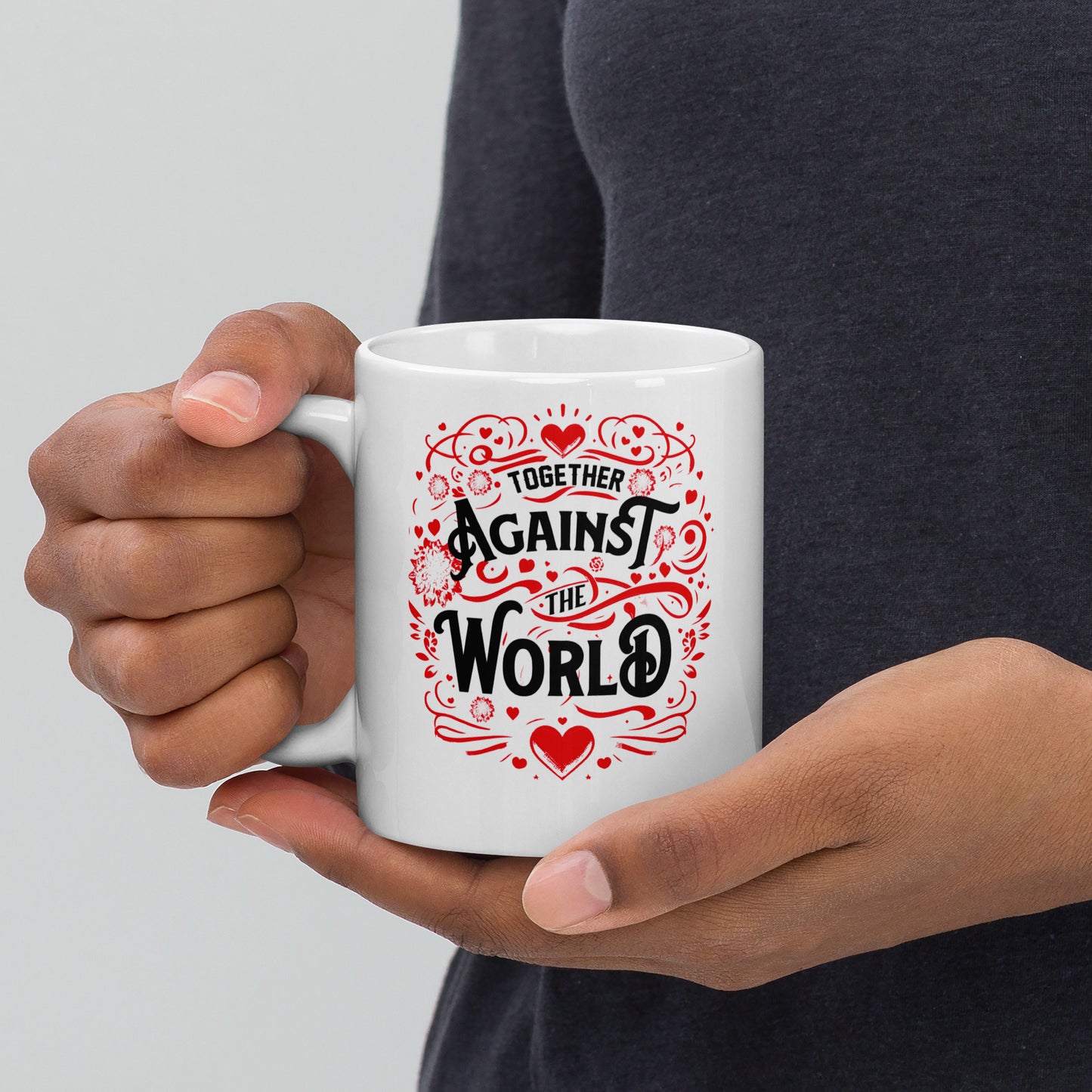 Together Against the World White glossy mug