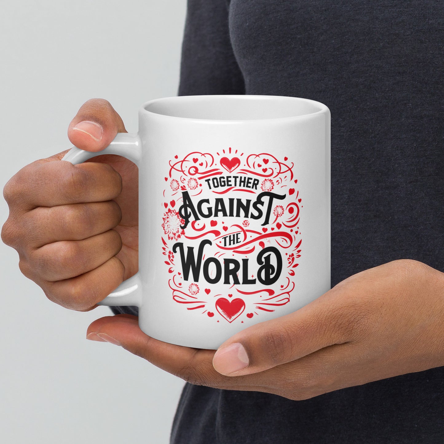 Together Against the World White glossy mug